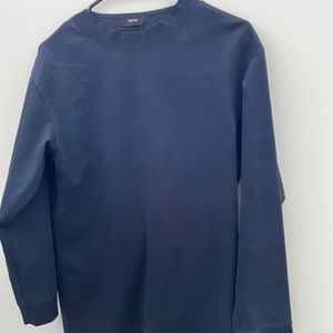 THEORY Mens Teal Black HILLES CB Crew Neck Sweater Navy Blue Small